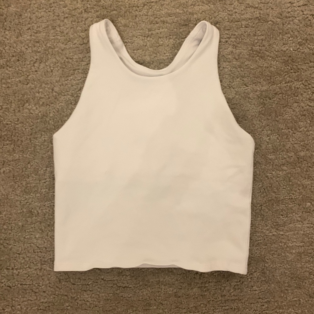 White Athleta tight crop top. size L/12. not worn very much. great condition!